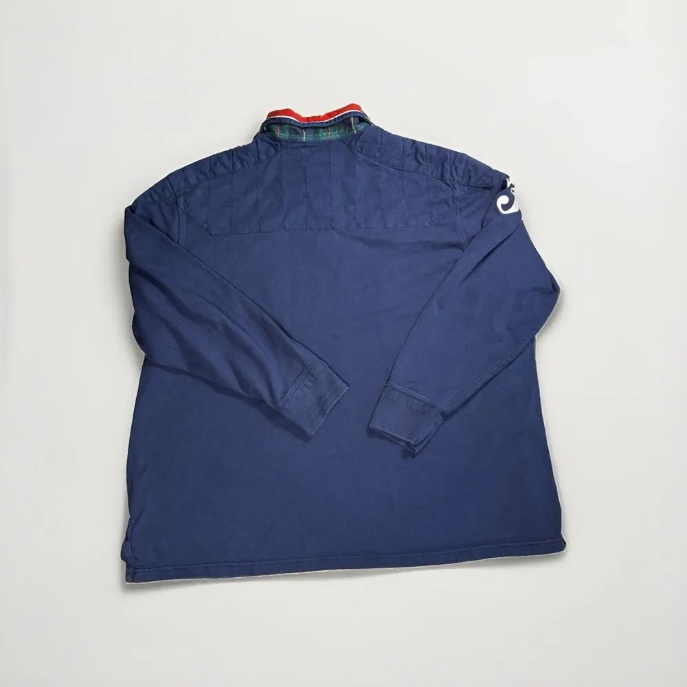 Vintage Polo Ralph Lauren Blue Rugby Long Sleeve Classic Fit Logo Men 4XLT